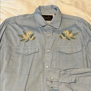 Howler Brothers Light Blue Floral Embroidered Shirt